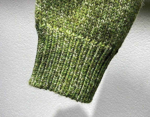 Olive Green V-Neck Knitted Sweater