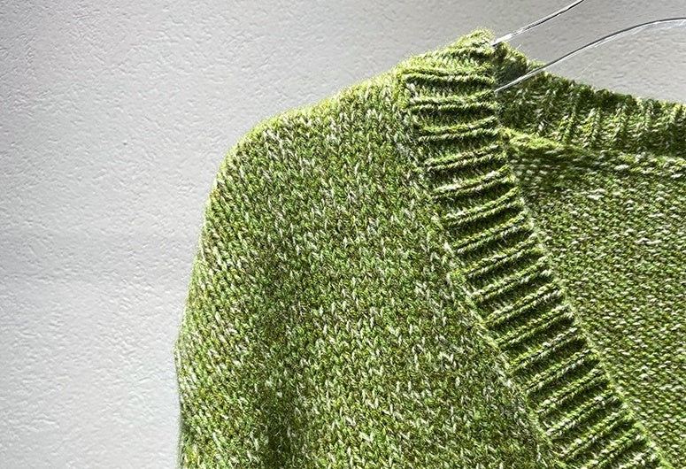 Olive Green V-Neck Knitted Sweater