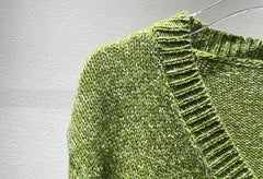 Olive Green V-Neck Knitted Sweater