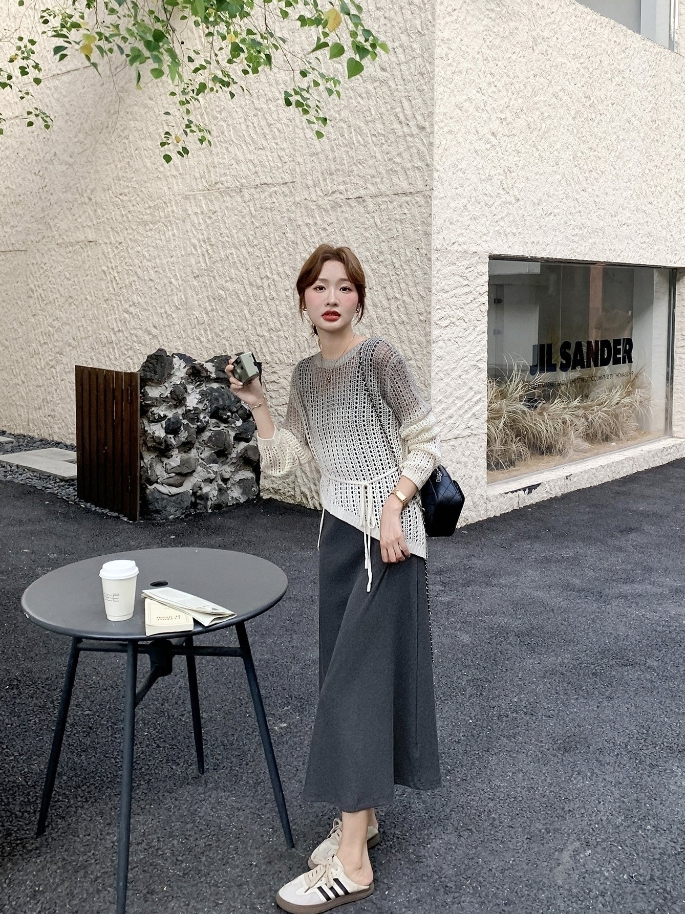 Ombre Knit Sleeveless Dress Two Piece Set