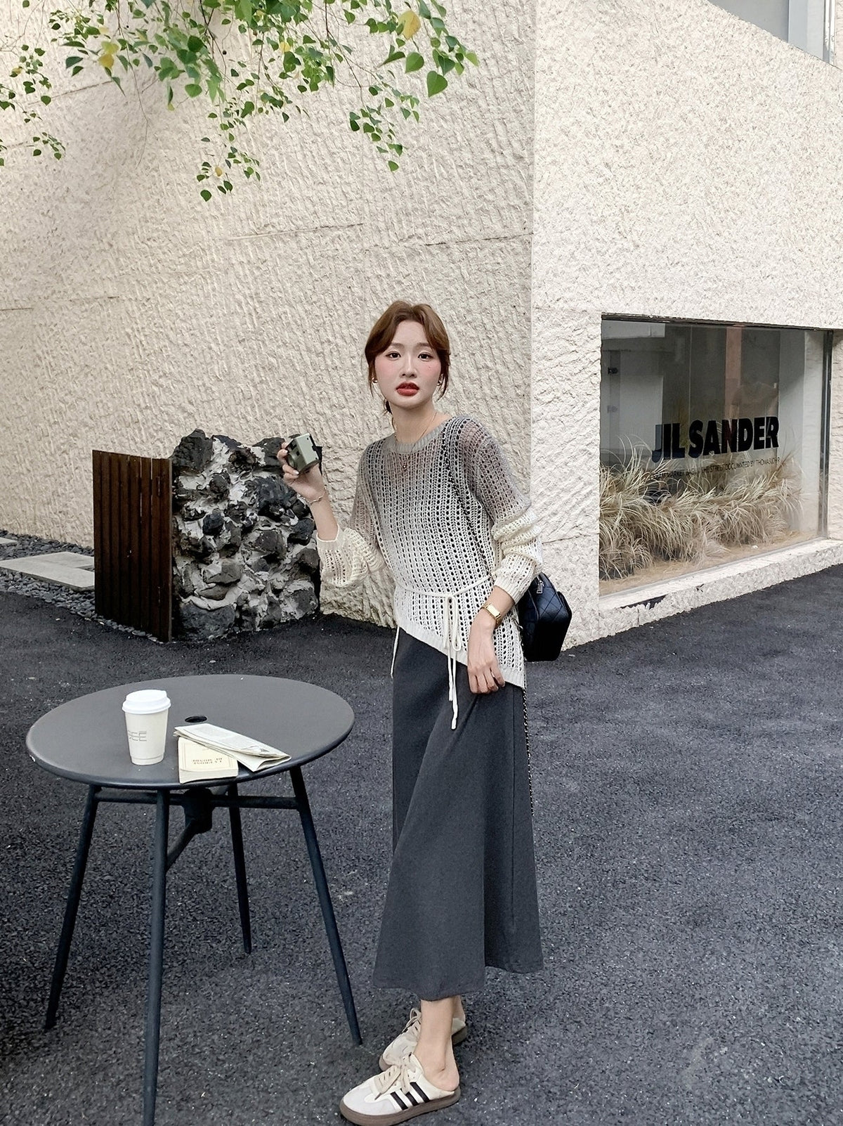 Ombre Knit Sleeveless Dress Two Piece Set