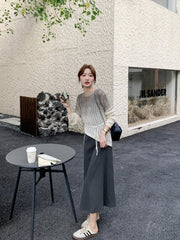 Ombre Knit Sleeveless Dress Two Piece Set