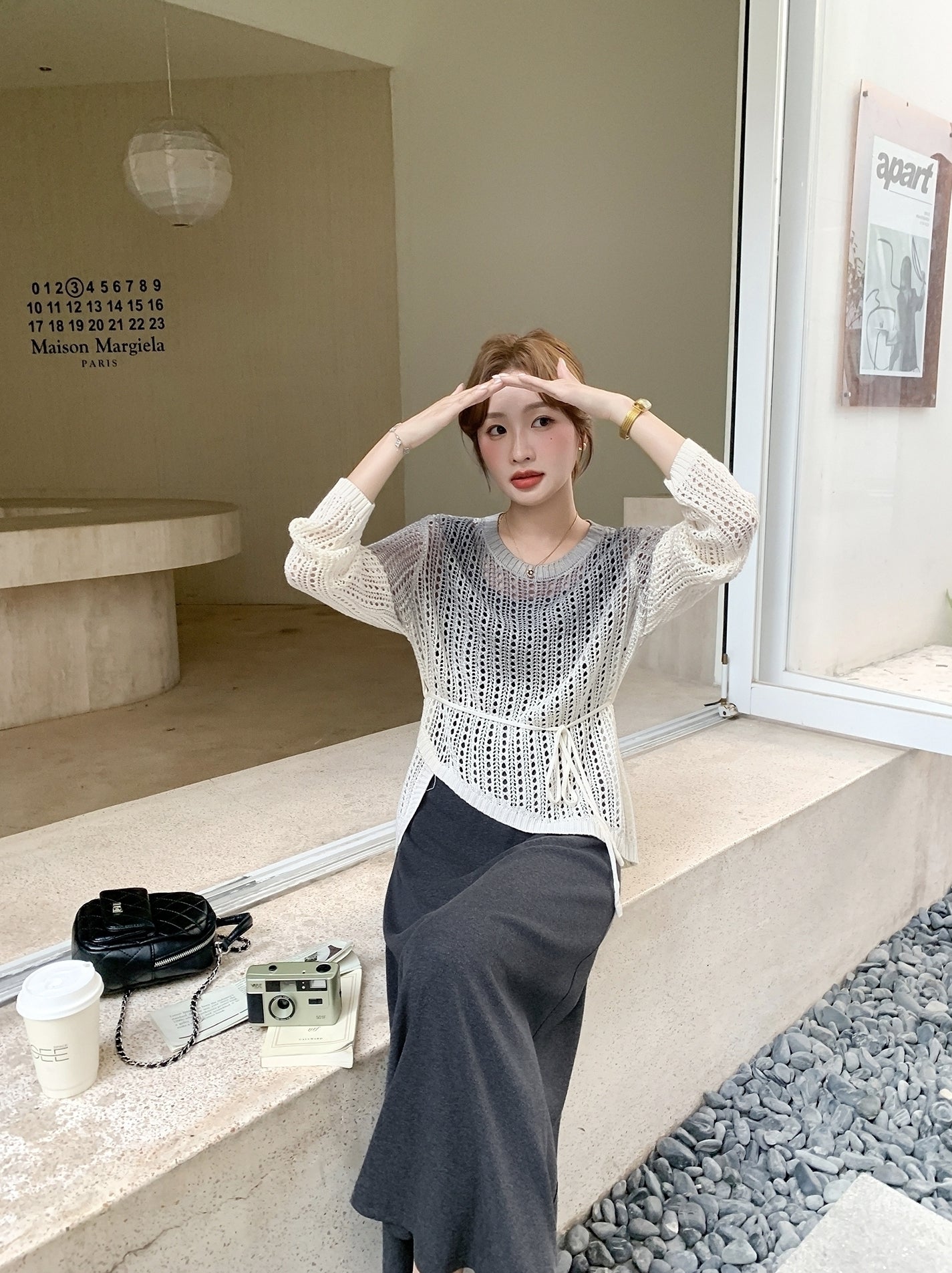 Ombre Knit Sleeveless Dress Two Piece Set