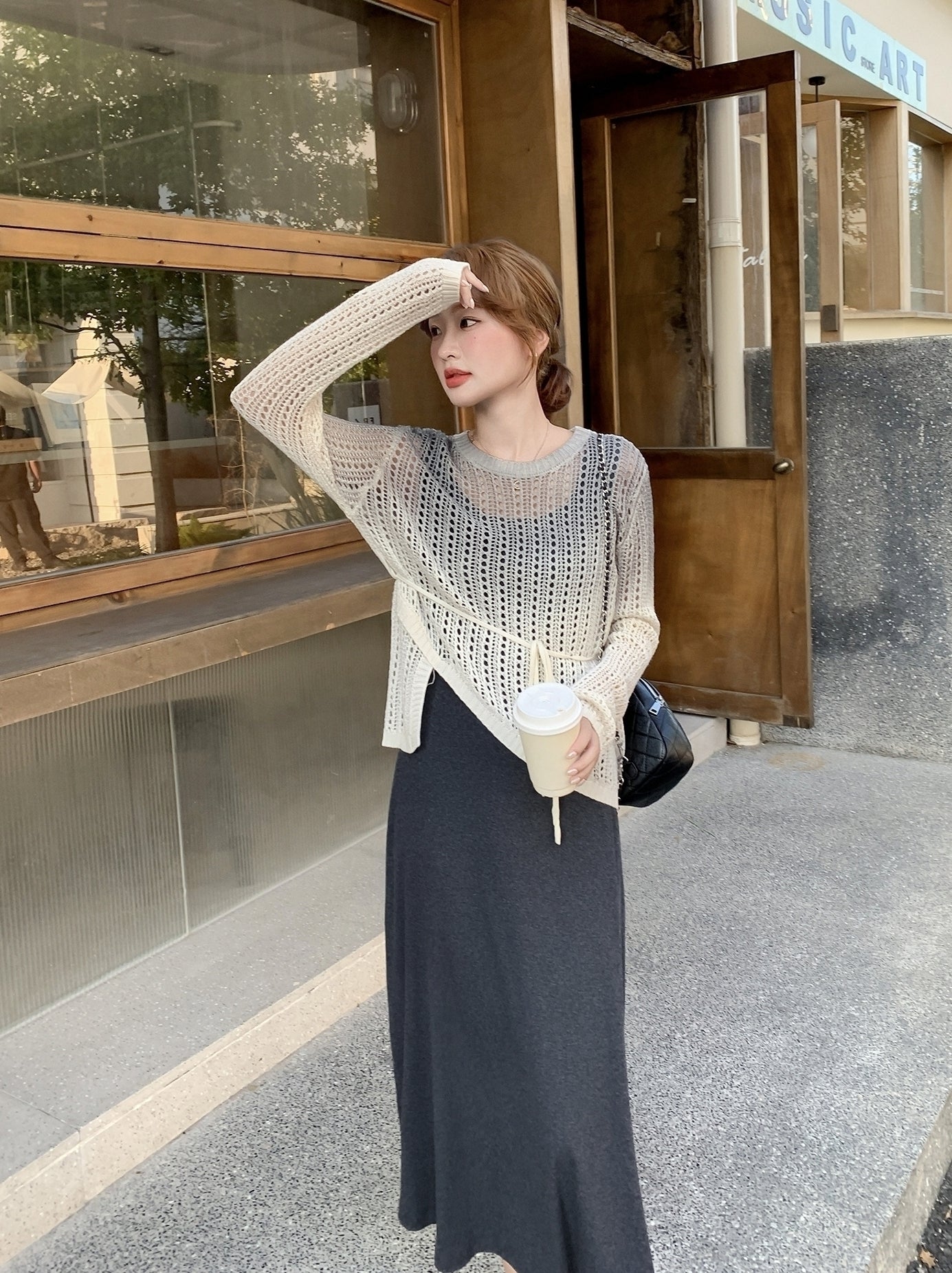 Ombre Knit Sleeveless Dress Two Piece Set