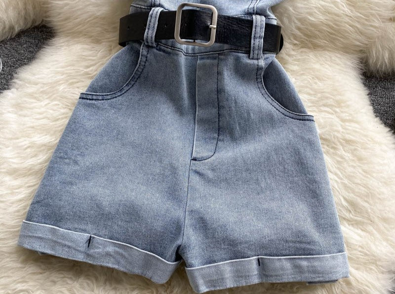 Blue Denim Short Jumpsuit