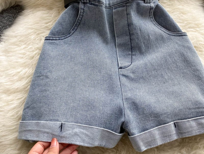 Blue Denim Short Jumpsuit