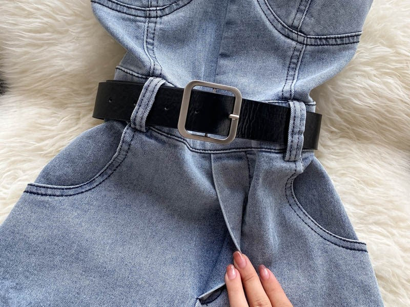 Blue Denim Short Jumpsuit