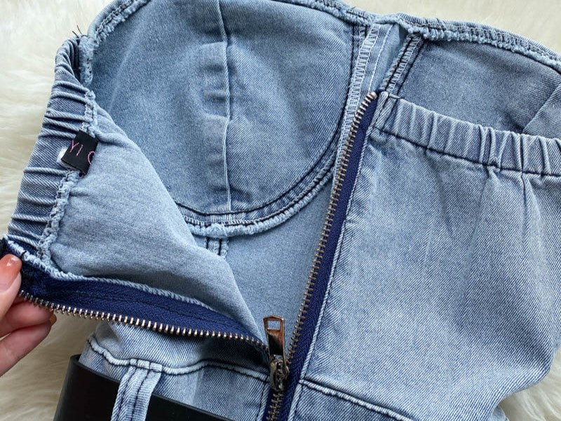Blue Denim Short Jumpsuit