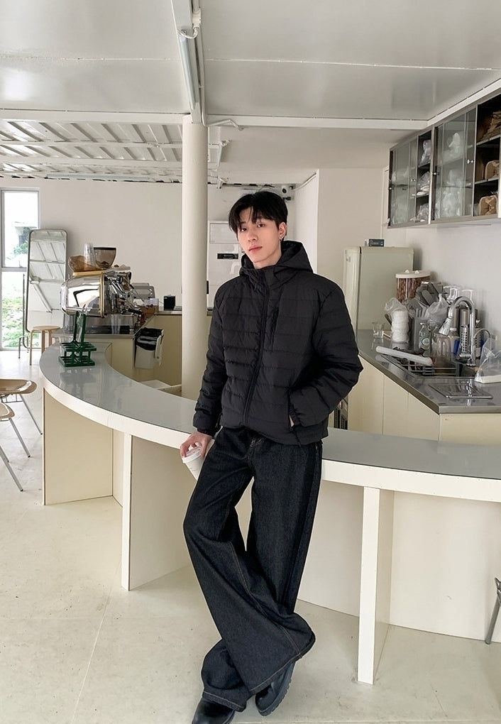 Quilted Hooded Puffer Jacket Warm Outerwear