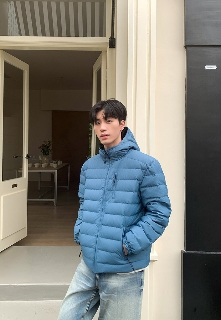 Quilted Hooded Puffer Jacket Warm Outerwear
