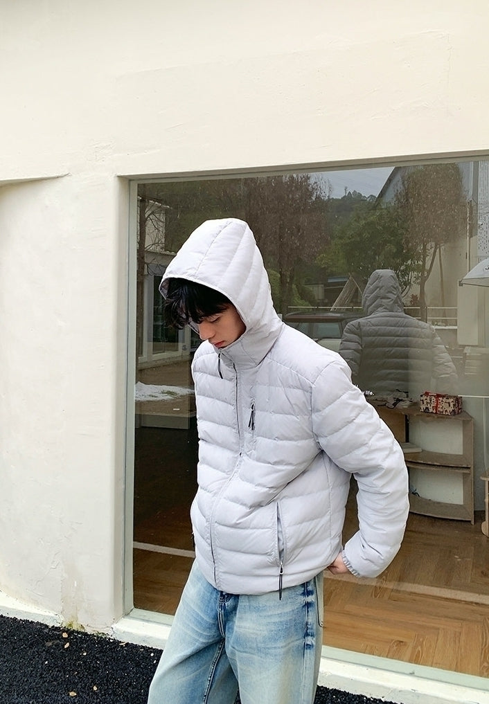 Quilted Hooded Puffer Jacket Warm Outerwear