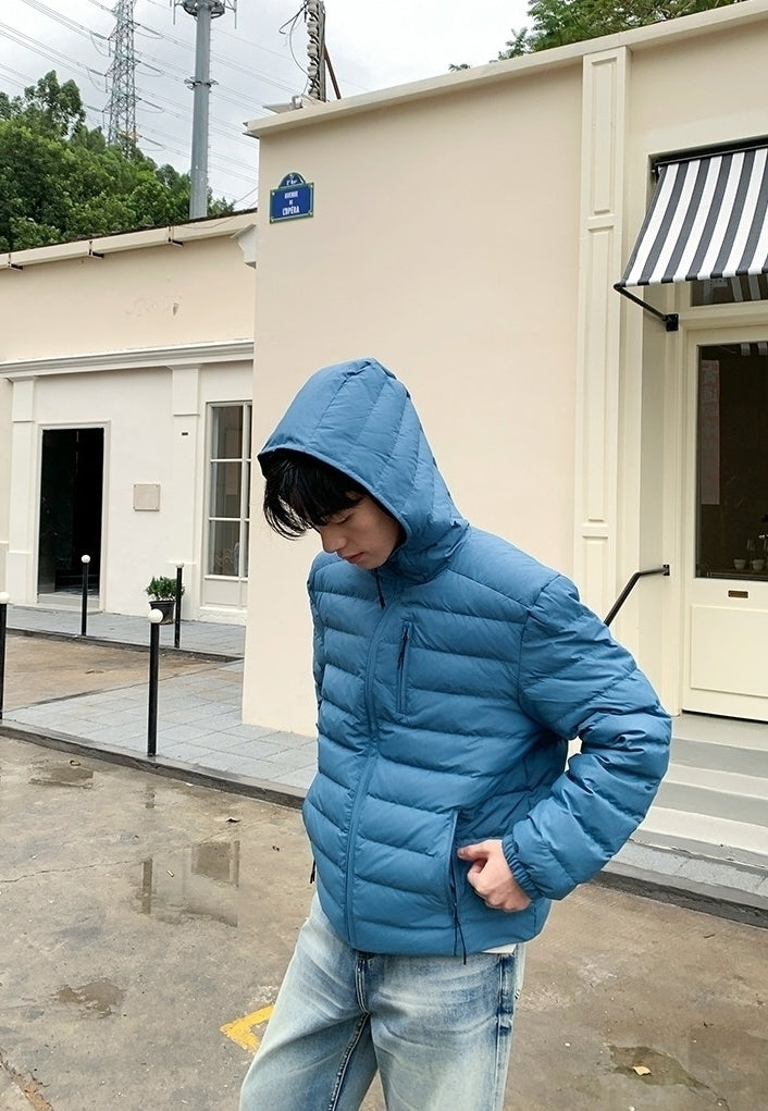 Quilted Hooded Puffer Jacket Warm Outerwear