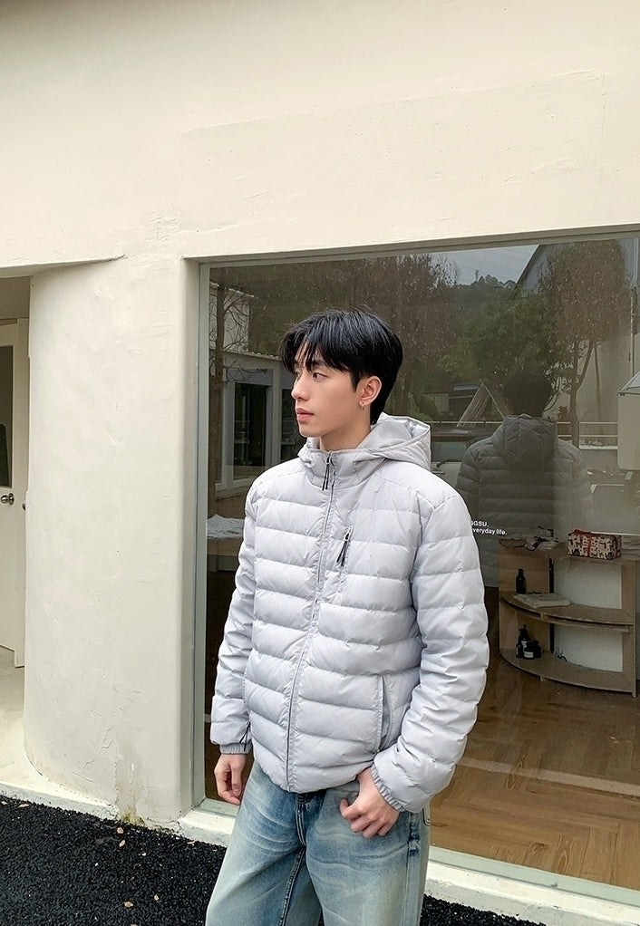 Quilted Hooded Puffer Jacket Warm Outerwear