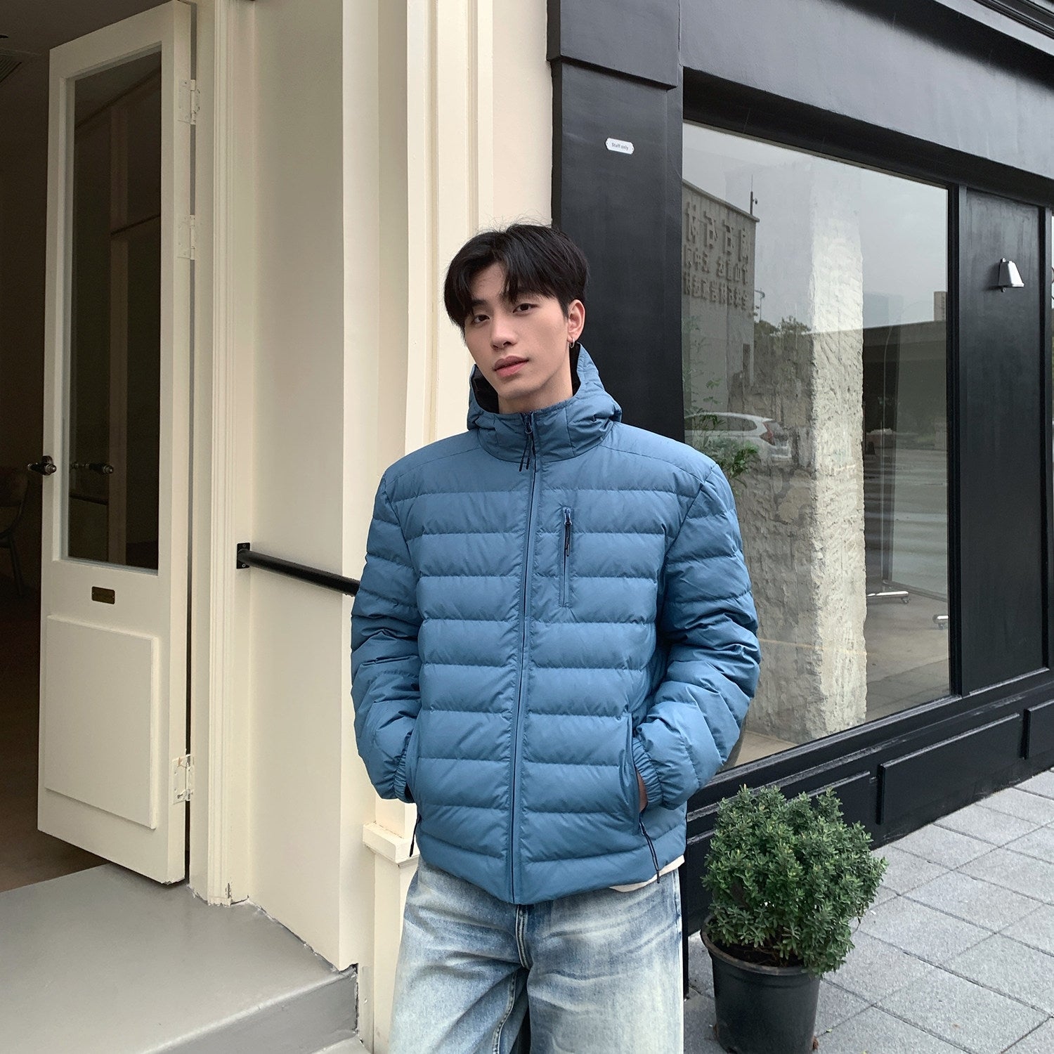 Quilted Hooded Puffer Jacket Warm Outerwear