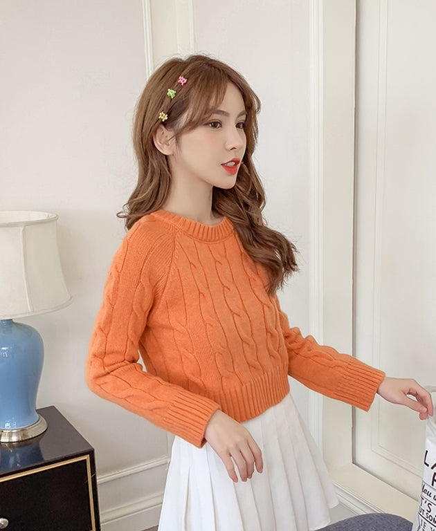 Orange Knot-Patterned Sweater