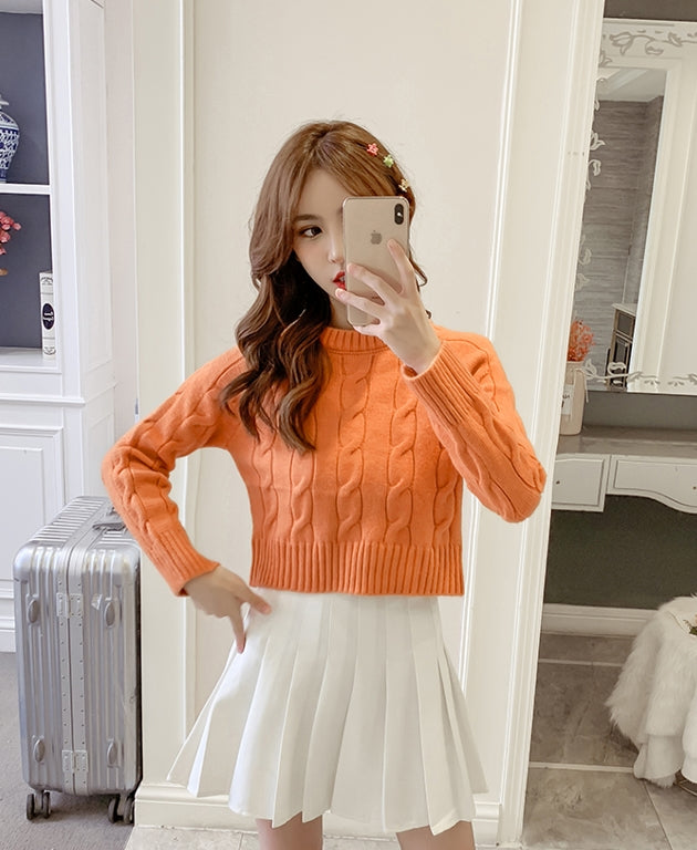 Orange Knot-Patterned Sweater