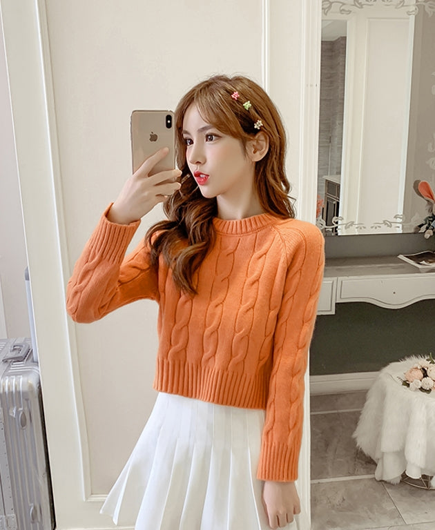 Orange Knot-Patterned Sweater