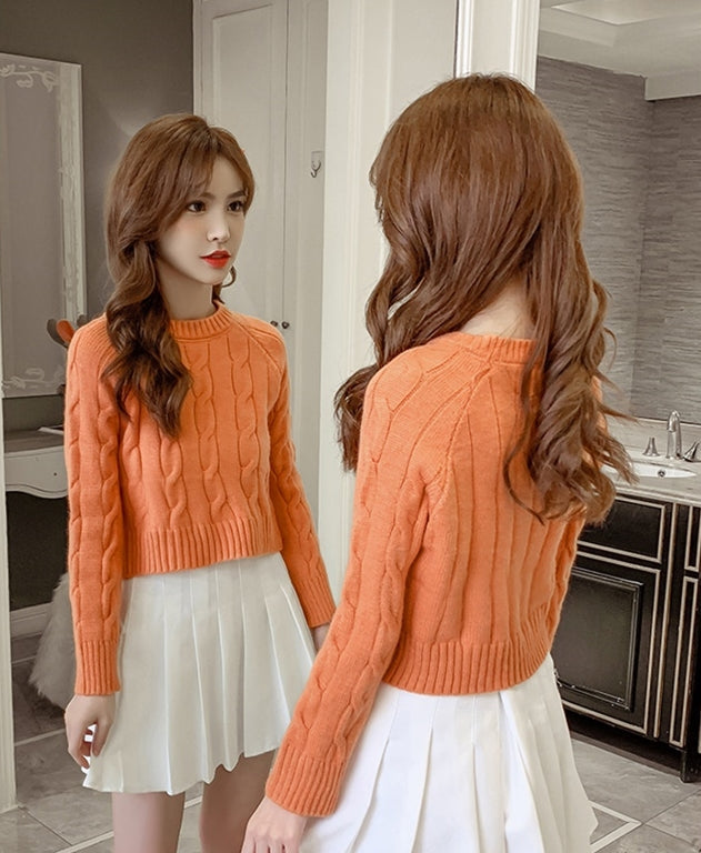 Orange Knot-Patterned Sweater