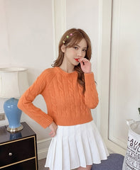 Orange Knot-Patterned Sweater