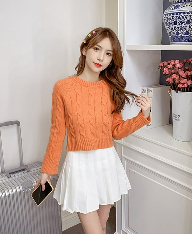 Orange Knot-Patterned Sweater