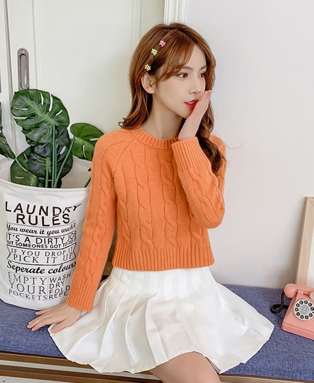 Orange Knot-Patterned Sweater