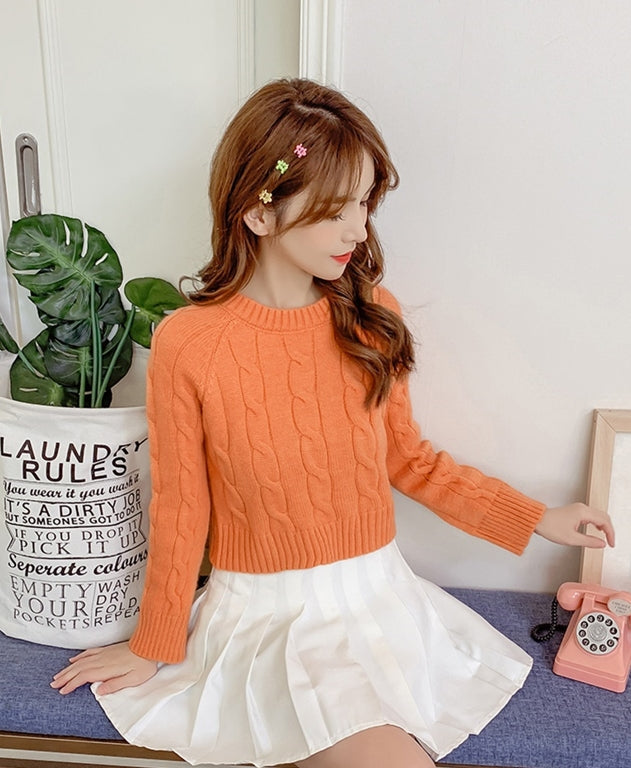 Orange Knot-Patterned Sweater