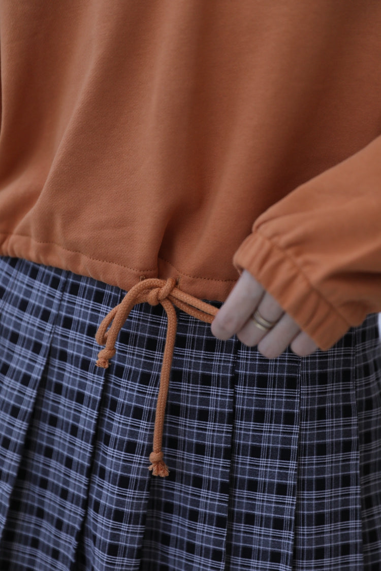 Orange Short Buttoned Detail Hoodie