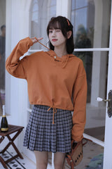 Orange Short Buttoned Detail Hoodie