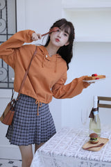 Orange Short Buttoned Detail Hoodie