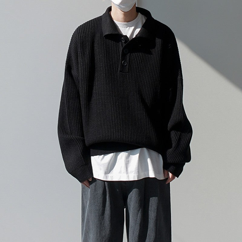 Oversize Knit Polo Sweater