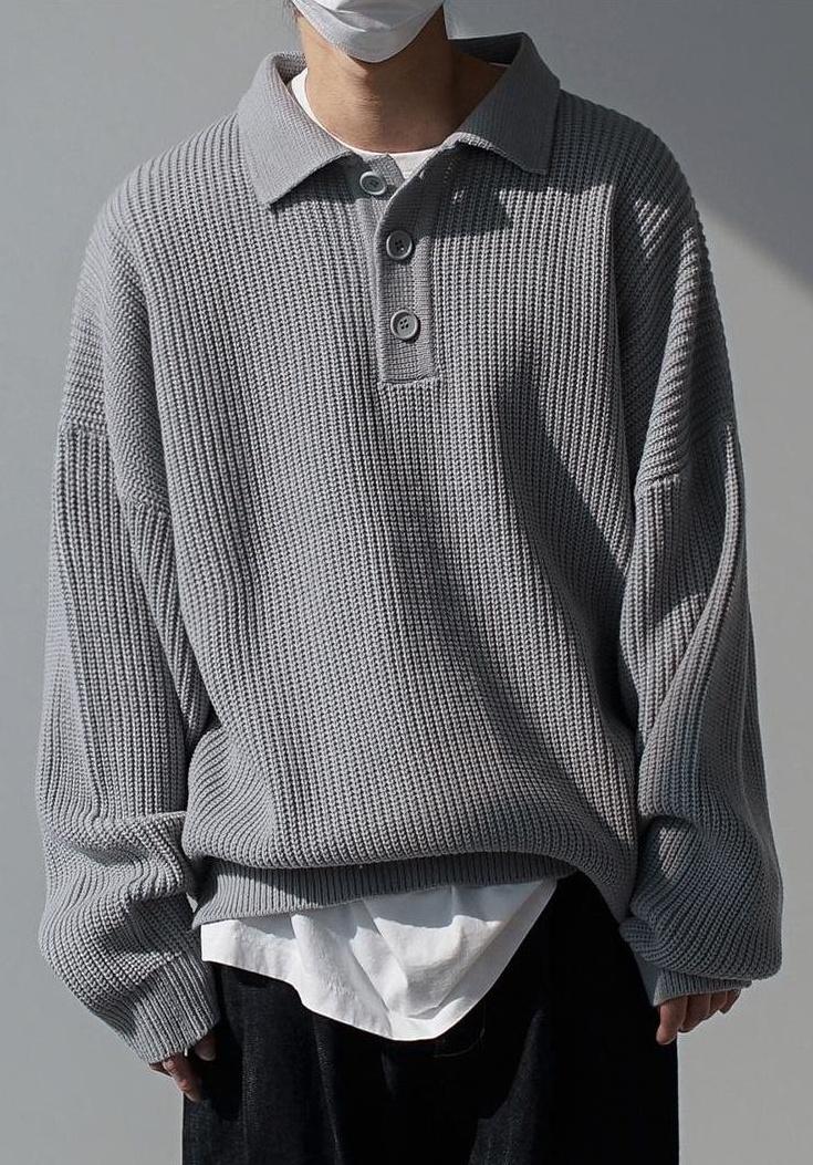 Oversize Knit Polo Sweater