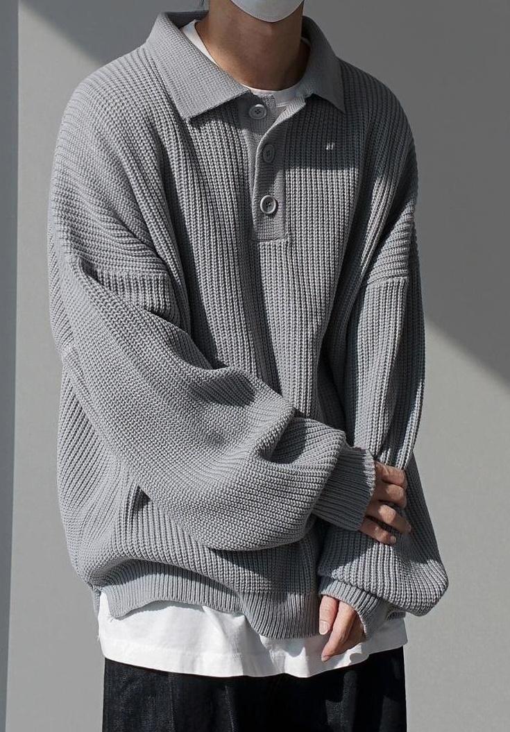 Oversize Knit Polo Sweater