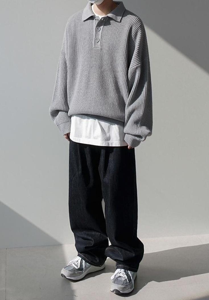 Oversize Knit Polo Sweater
