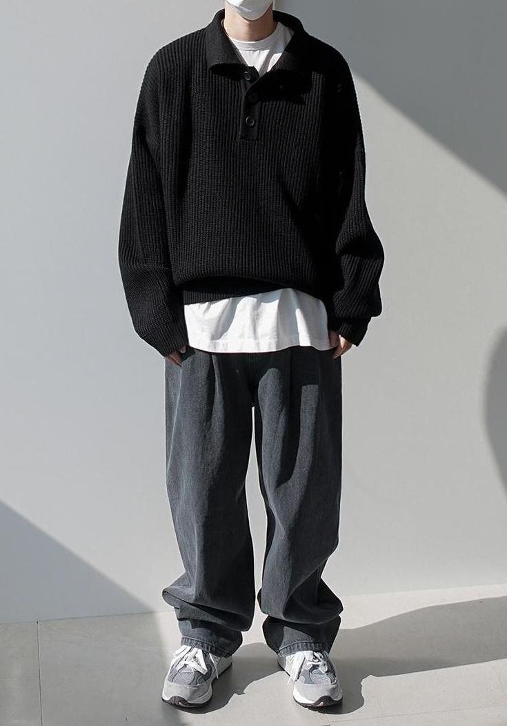 Oversize Knit Polo Sweater