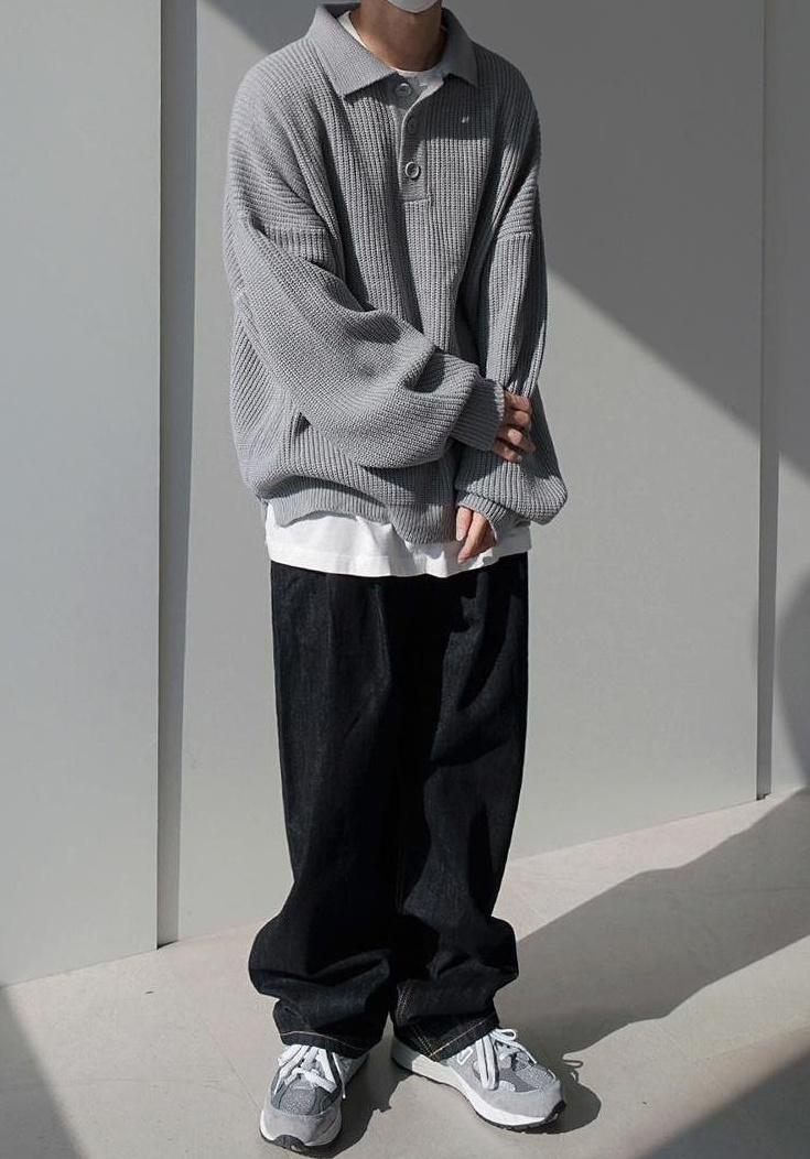 Oversize Knit Polo Sweater