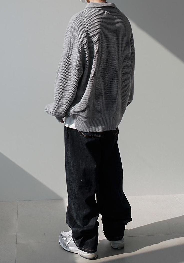 Oversize Knit Polo Sweater