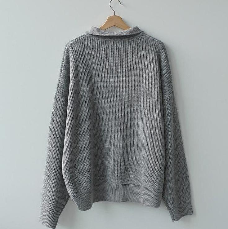 Oversize Knit Polo Sweater