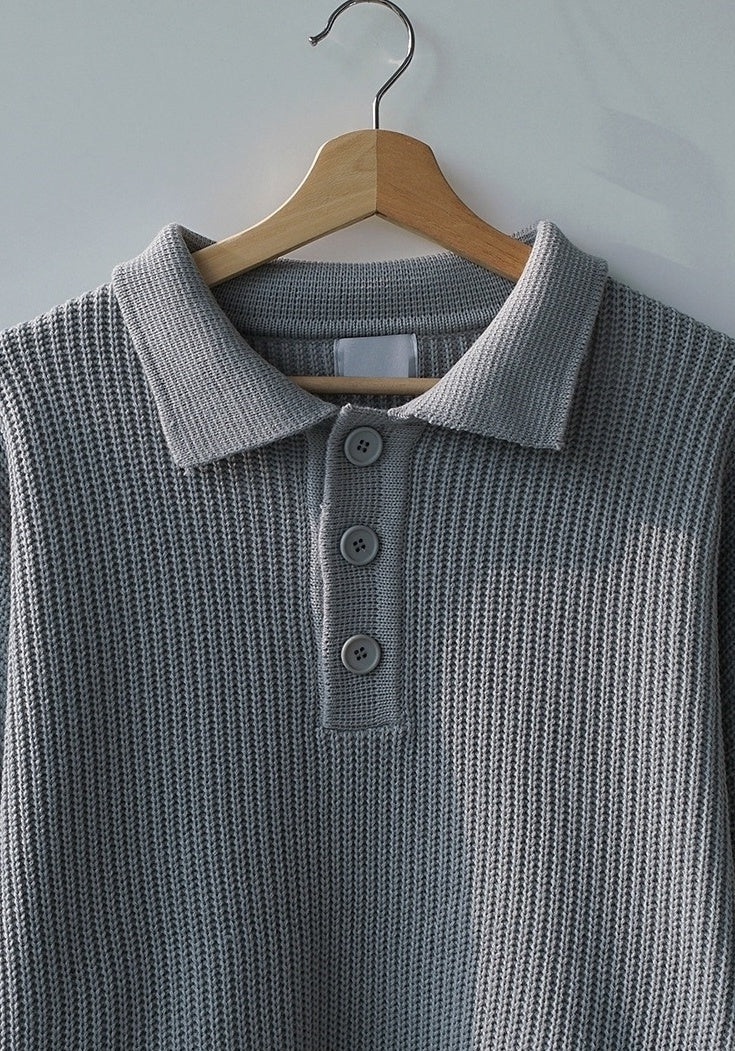 Oversize Knit Polo Sweater