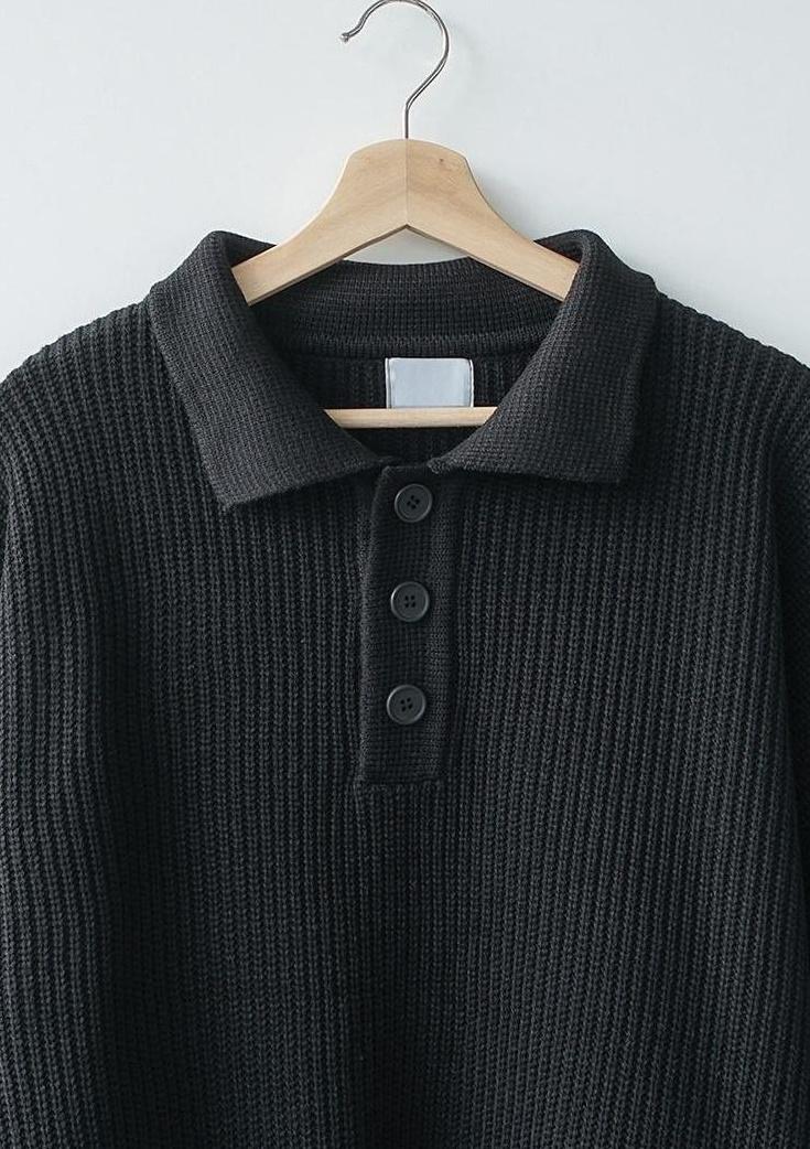 Oversize Knit Polo Sweater