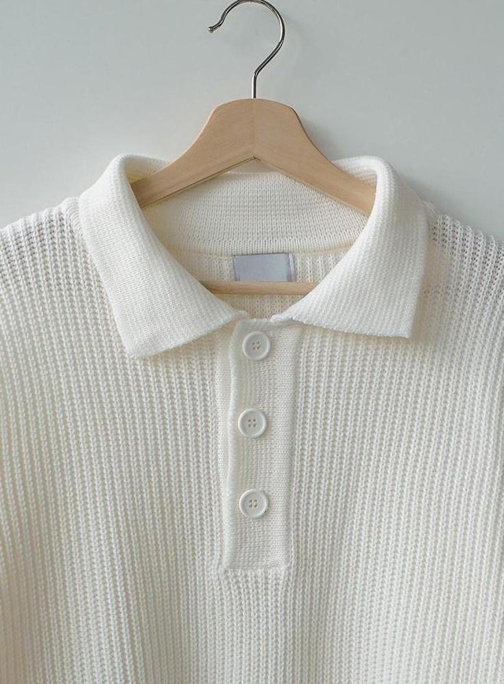 Oversize Knit Polo Sweater