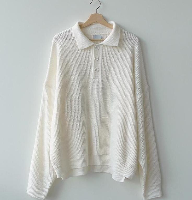 Oversize Knit Polo Sweater