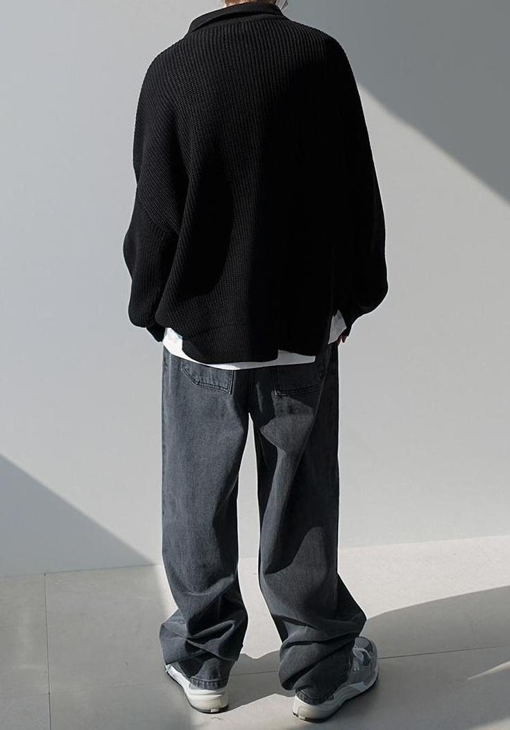 Oversize Knit Polo Sweater