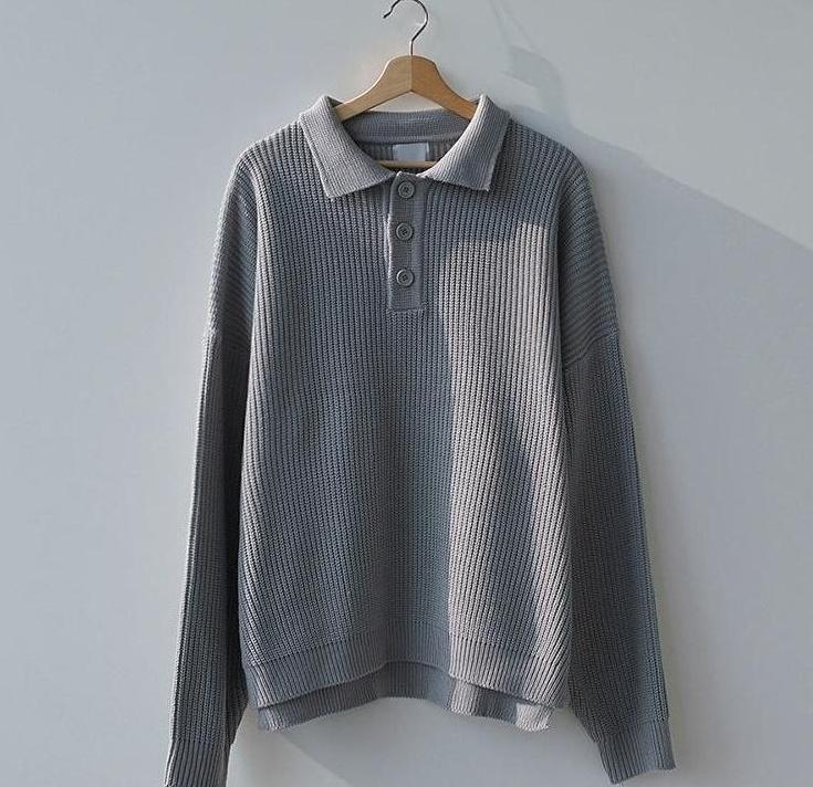 Oversize Knit Polo Sweater