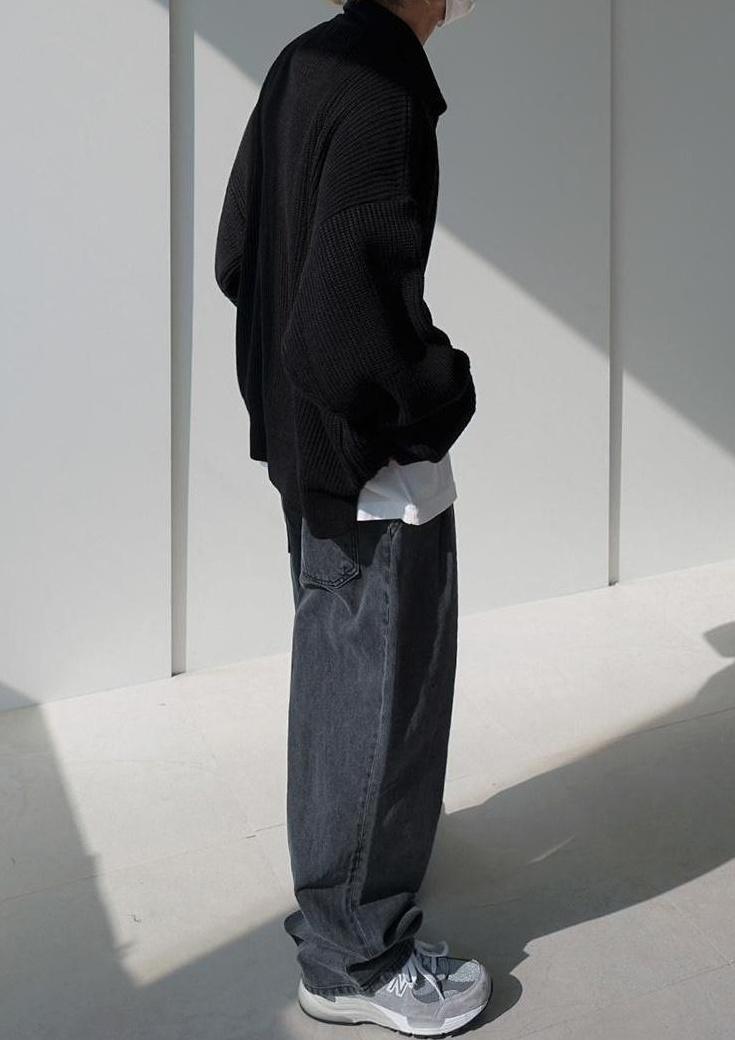 Oversize Knit Polo Sweater