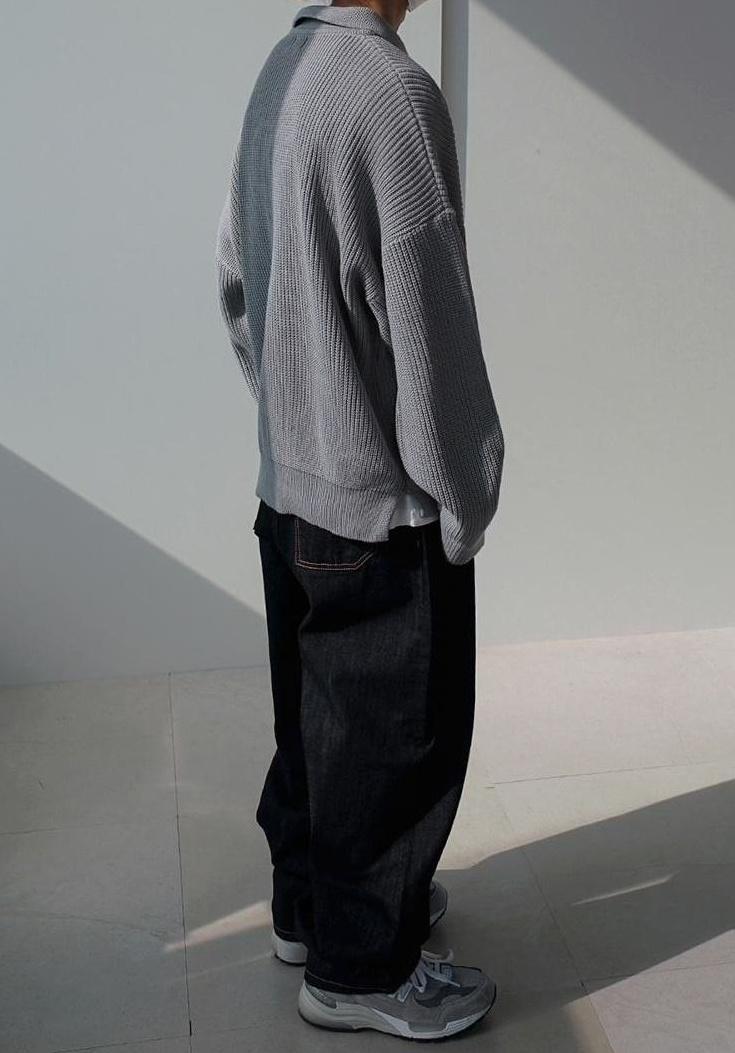 Oversize Knit Polo Sweater