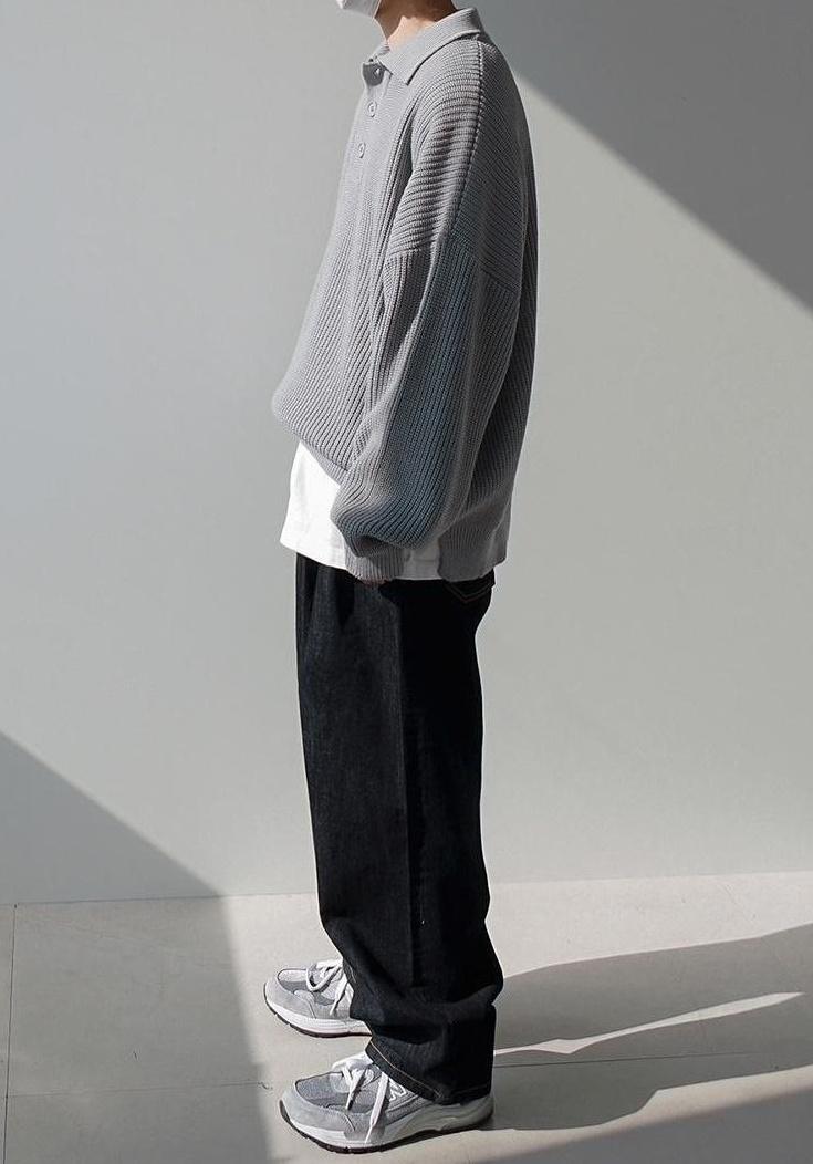 Oversize Knit Polo Sweater