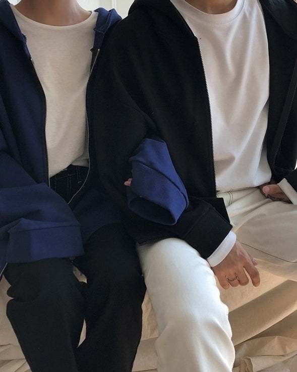 Oversized Hooded Zip Up Sweatshirt Jacket