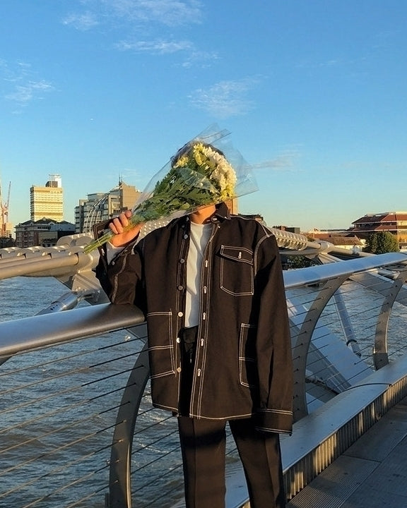 Oversized Washed Denim Jacket Black Korean Style Casual Outerwear