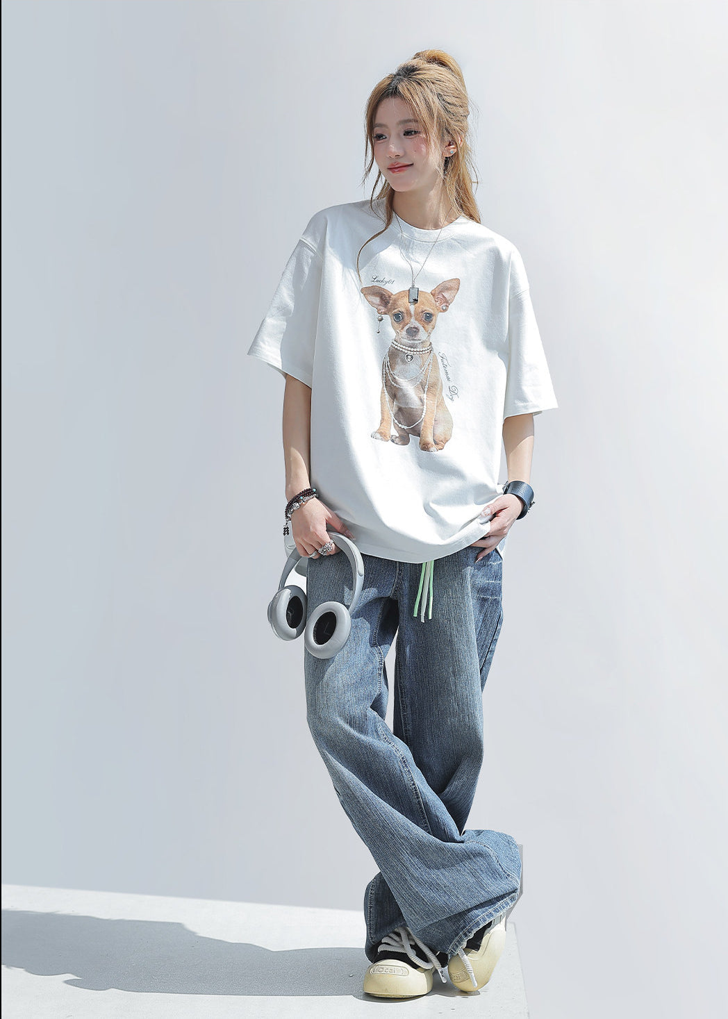 Pearl Dog Print Summer T Shirt