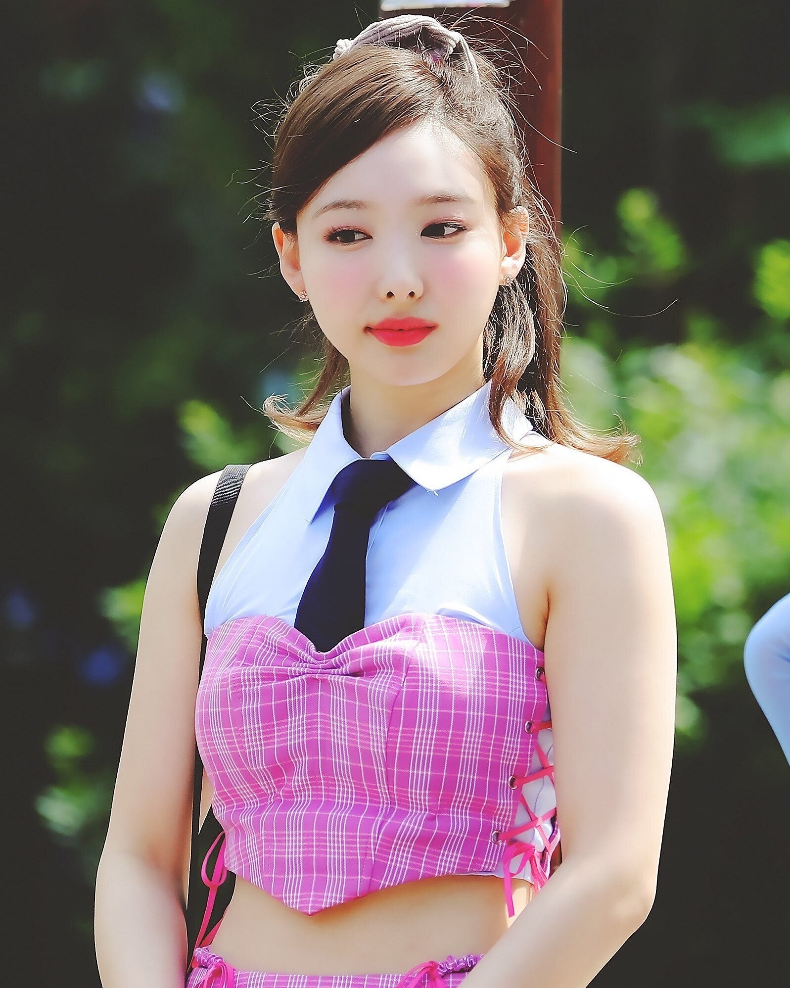 Pink And Blue Plaid Crop Top